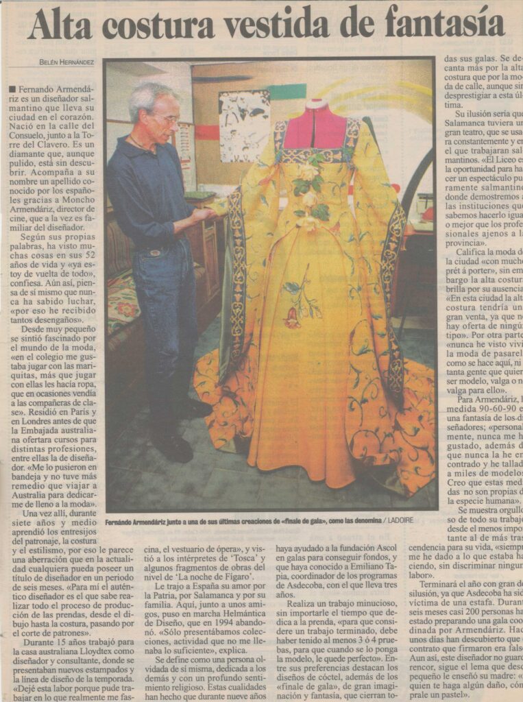 Alta costura vestida de fantasia
