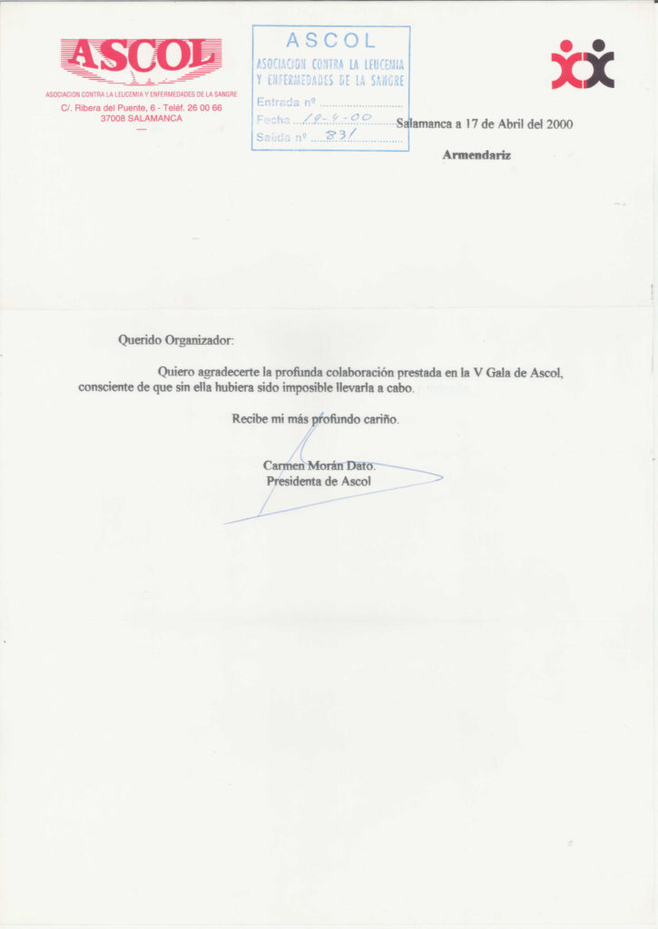 Agradecimiento hacia Fernando Armendáriz