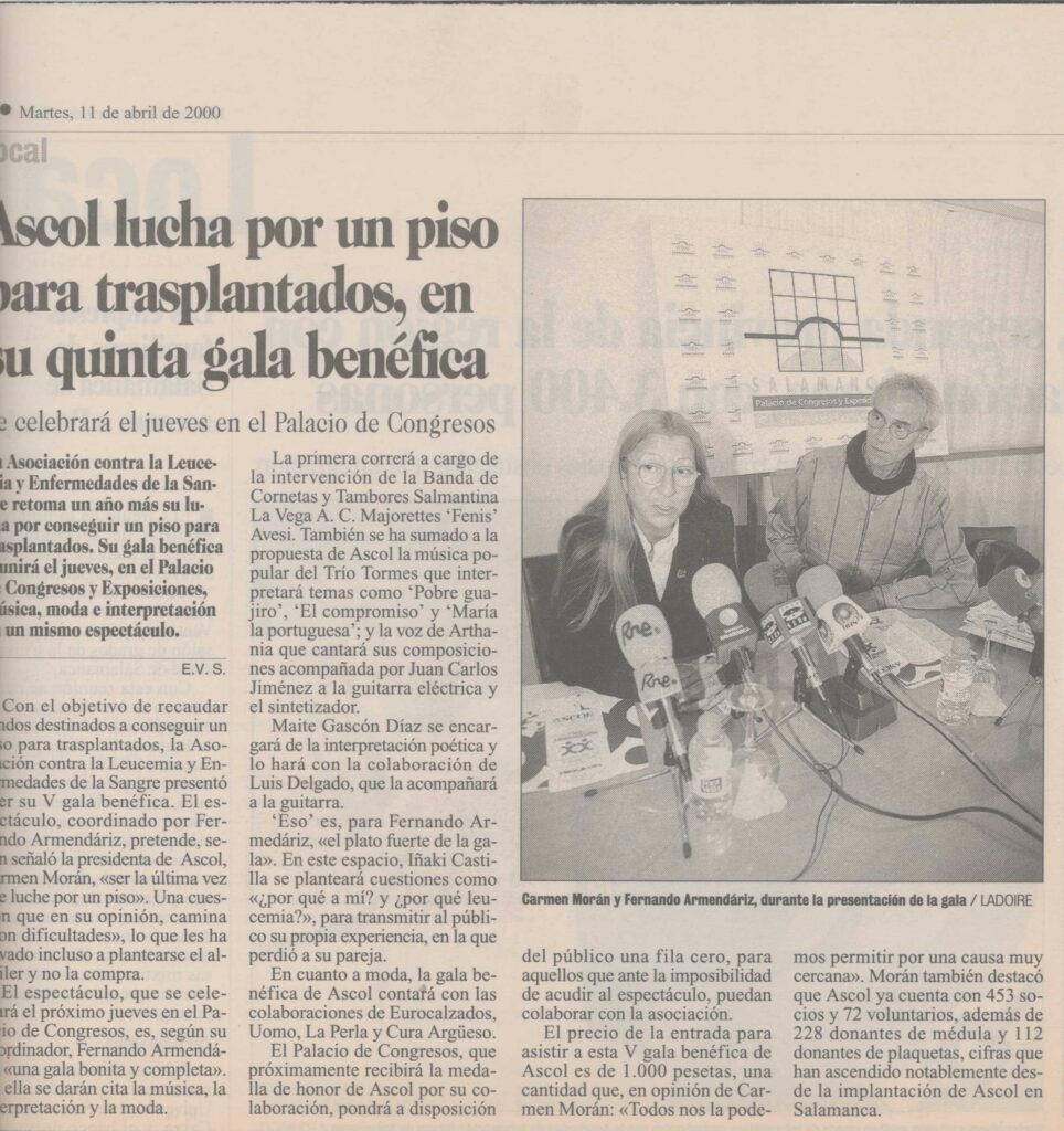 Ascol luchara por un piso para trasplantados,en su quinta gala benéfica